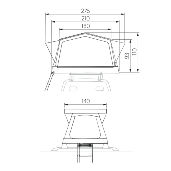 Outdoor-Living-Dachzelt-Dometic-TRT140-AIR-Masse