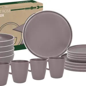 Brunner Dolomit Geschirrset 16-teilig aus hochwertigem Melamin für Camping und Alltag