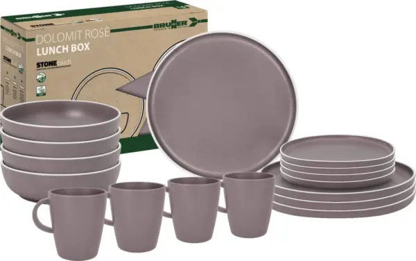 Set di stoviglie Brunner Dolomite da 16 pezzi | Stoviglie eleganti per campeggio e uso quotidiano