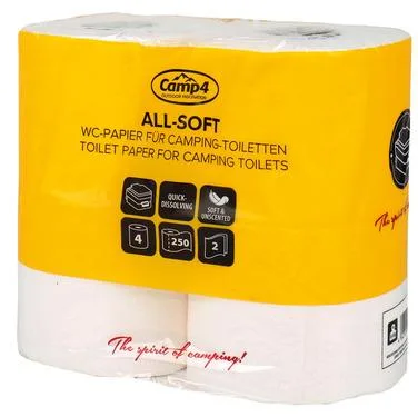 Toilettenpapier All-Soft – 2-lagig – 250 Blatt – 4 Rollen | WC-Papier für Campingtoiletten