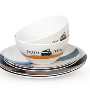 SPIRIT Melamin Geschirr Set 6-teilig für zwei Personen im Holiday Travel Design