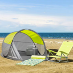 Pop-Up Strandmuschel Brunner Bayou aufgebaut