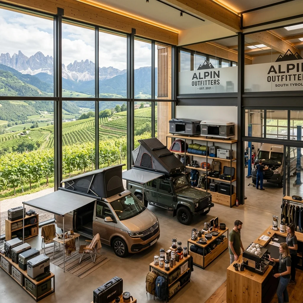 Moderner Ausstellungsraum und Werkstatt von Outdoor Living in Kaltern Südtirol
